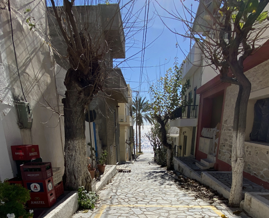 Narrow street leading to the Libyan Sea