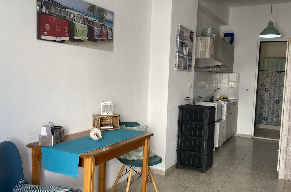 View of the kitchen in Christina’s studio